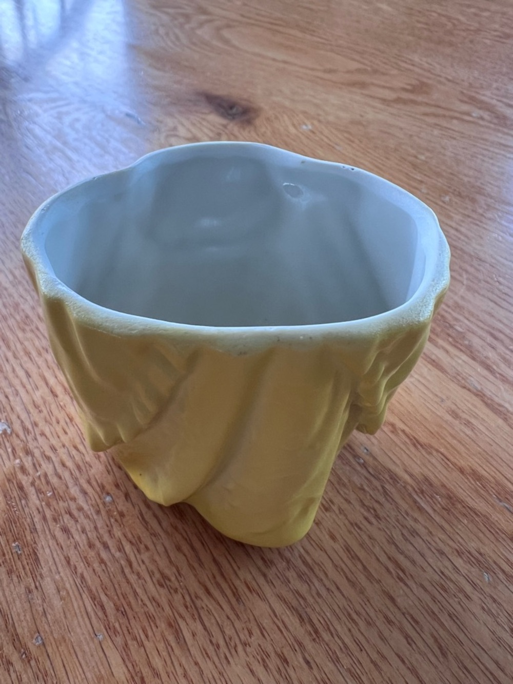 Small Yellow Ceramic Draped Planter or toothpick holder made in Germany